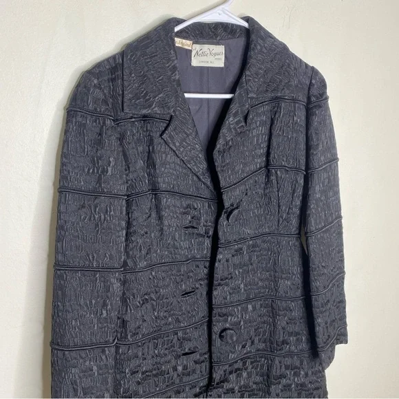 Nettie Vogues Nettie Rosenstein Vtg 60s Black Jacket Made in England Size XS-S - Picture 5 of 12